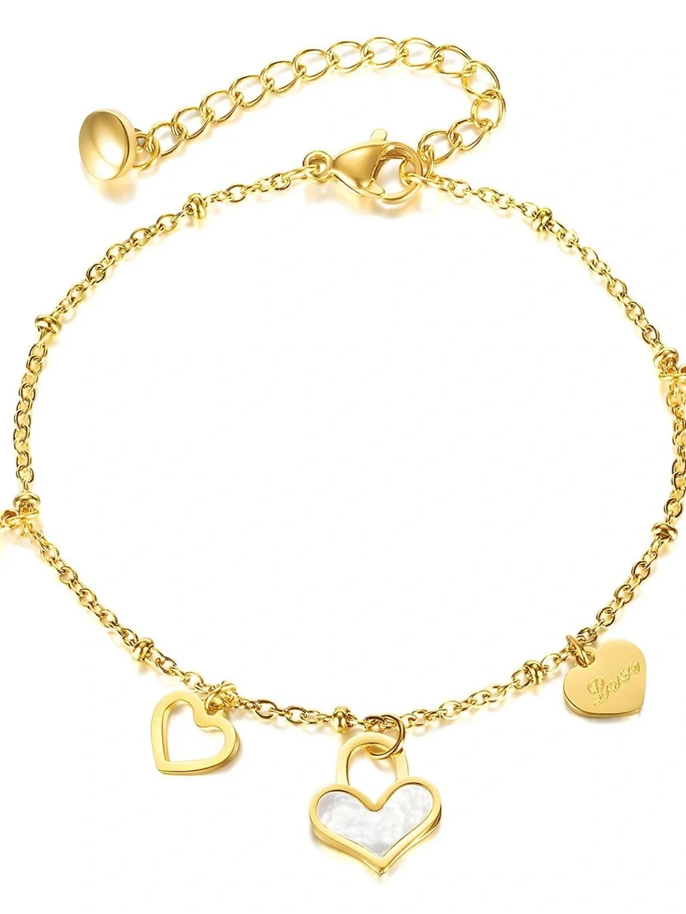 18K Gold Plated Golden Hearts Bracelet